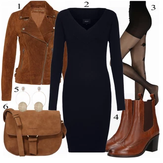 Italský Outfit s Šedá/Hnědá/Khaki/Béžová Bunda s Bočním Zipem/Kožené Bund Kožená vintage bunda/Bunda z Umělé Kůže/Motorkářské Bund/Kožené Bund/Motorkářská bunda Freaky Nation "About You"Look: Emo, Italský, Western, 80tá léta