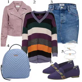 Džínovina Outfit s Tmavě modrá/Modrá Krátká Sukně/Džínová Sukně/Džínová vintage sukně/90tá Léta Sukně Only "About You"