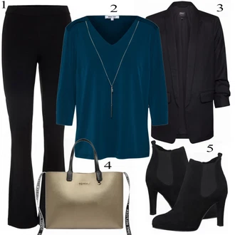 Outfit s Černá Zvonová Kalhoty/Rozšířené legíny/Rozšířená Kalhoty/Zvonové Legíny VERO MODA "About You Blůza"