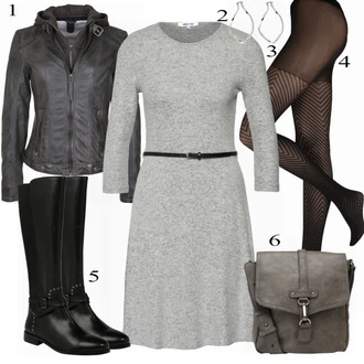 Výstřih na ramena Midi Outfit s Šedá/Světle šedá Šaty s Kapsou/Svetrové Šaty/Šaty s Páskem/Tvidové šaty/Šaty s 3/4 Rukávem/Šaty Fit & Flare/Sakové Šaty/Pletené Šaty/Business Šaty/Skater šaty/Zimní Pletené Šaty About You "O Tobě šaty"