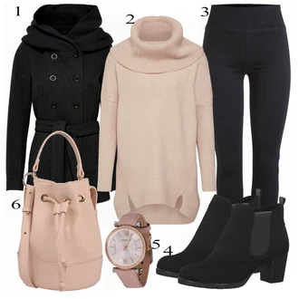 Outfit s Béžová/Šedá Šaty s dlouhým rukávem/Frock Kabát/Šaty s výstřihem/Vintage sukně maxi/Svetr Niki/Svetrové Šaty/Dlouhá tylová sukně/Dlouhé Šaty/Dlouhý Zimní Kabát/Dlouhý Svetr About You "O Vás Pullover"