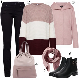 Outfit s Šedá/Fialová/Hnědá/Béžová Bunda s Kapucí/Fleecová Bunda Pletená Fleecová Bundy/Merino bunda/Vlněná Bund/Udržitelná bunda Only "O Vás Pullover"