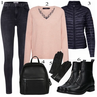 Zpátky do školy Outfit s Černá Pánská taška/Mini batoh/Mini batoh Tom Tailor "About You Kozačky"Look: Malle, Bar, Koncert, Škola, Zpátky do školy