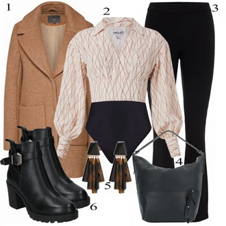 Outfit s Černá Zvonová Kalhoty/Rozšířené legíny/Rozšířená Kalhoty/Zvonové Legíny VERO MODA "O bežové"