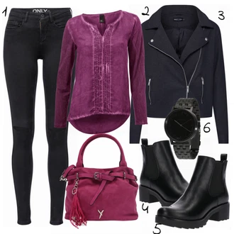 Nadrozměrné Krátká Outfit s Černá Chelsea Boty/Kožená bunda/Gumová Kotníková Bota/Plochá Kotníková Bota About You "About you"Look: Šik, Elegantní, Cool, Nadrozměrné, Techno, Unisex, S Mokrým Vzhledem
