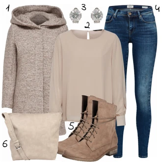 Outfit s Hnědá/Zelená Bota Kozačka About You "Alin"