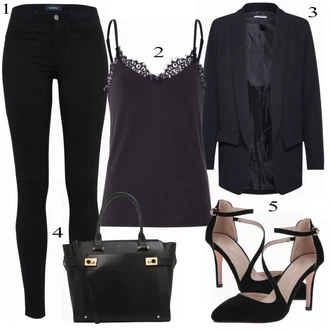 Outfit s Černá Bota Na Podpatku About You "Všechno Černé"