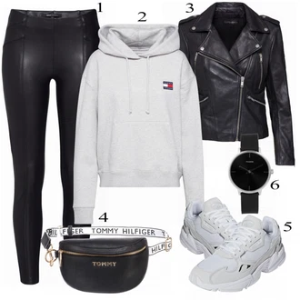 Outfit s Modrá Kožené Bund Superdry "Denní Outfit"