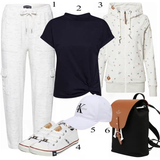 Outfit s Šedá Nízká bota na podpatku/Zimní bota/Teniska Skate Bota/Nízká Teniska/Šněrovací Bota Mustang "Denní Outfit"