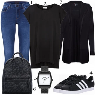 Outfit s Černá/Růžová/Hnědá Tričko/Síťované tričko/Krátký top/Sportovní top/Zavinovací Tričko Noisy may "Denní Outfit"
