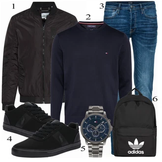 outfit mit Modra Hlače Jack & Jones "Vsakdanja oblačila"