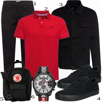 outfit mit Črna Denim Jakna Hollister "Priložnostna oblačila"