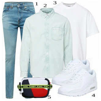 outfit mit Bela Casual Majica weekday, Modra/Siva Majica weekday "Priložnostna oblačila"