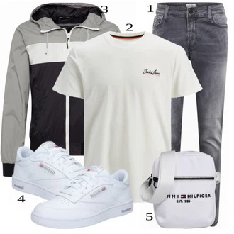 outfit mit Siva/Bela Superga Reebok Classic "Priložnostna oblačila"