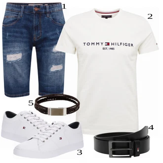 outfit mit Siva/Bela Superga Tommy Hilfiger "Priložnostna oblačila"