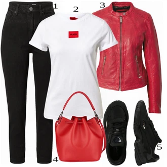 Outfit sa Crvena Jakna za Kišu Maze "Svakodnevni Outfit"