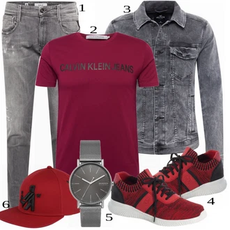 outfit mit Rdeča Superga Rieker "Priložnostna oblačila"