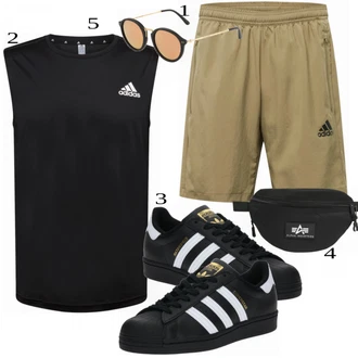 outfit mit Majica Adidas Performance, Črna Casual Majica Adidas Performance "Priložnostna oblačila"