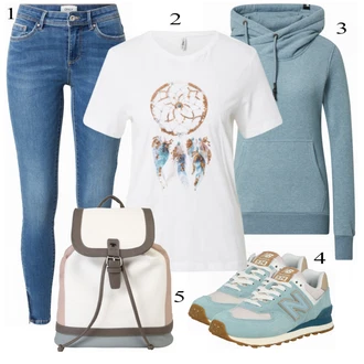 Outfit s Šedá Top & košilka Only "Ulice Styl Outfit"