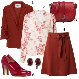 Outfit s Červená ESPRIT "Podzimní výrazný vzhled"