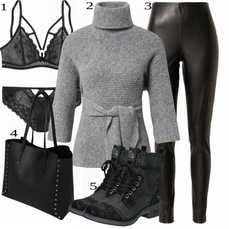 Gotický Outfit s Černá/Bílá Velká taška/Obchodní Taška/Taška/Taška Přes Rameno/Kancelářská Taška/Shopper taška/Sportovní Taška Přes Rameno/Taška Na Rameno About You "Ulice Styl Outfit"Look: Rad, Šik, Cool, Gotický, Italský