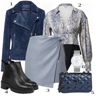Outfit sa Siva/Plava Suknja Guido Maria Kretschmer Collection "Tvoj otmjeni outfit"