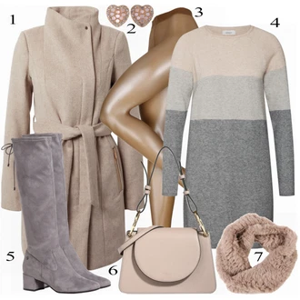 Outfit s Šedá Kozačka Tamaris "Výrazný vzhled pro zimu"