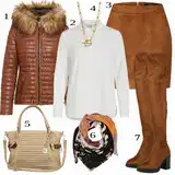Smeđe kožne jakne   outfiti image