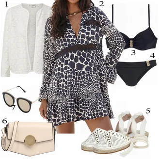 Outfit s Tmavě modrá/Černá/Tmavě šedá Bikiny kalhotky/Tvarující plavky/Neoprenová kombinéza/Bikina - Horní Díl Top bikin s vysokým výstřihem/Ohlávkou/Plavky Halterneck/Dlouhé plavky Lascana "Výrazný letní vzhled"