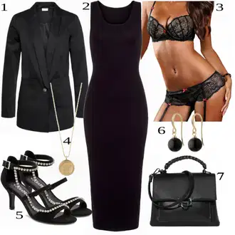 Outfity pro práci s Červená/Černá Krajková podprsenka/Průsvitná Kalhotka/Podvazkový Pás Lascana "Perfektní outfit do kanceláře"
