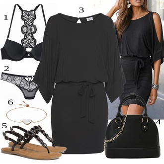 Outfit s Šedá/Černá/Růžová Kalhotky Tanga/Průhledná kalhotka/Brazilské Kalhotky/Spodní Kalhotky/Průsvitná kalhotka Lascana "Výrazný letní vzhled"