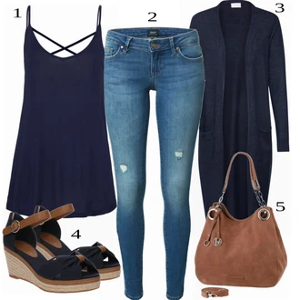 outfit mit Bela/Črna Top Lascana "Tvoj udobni outfit"