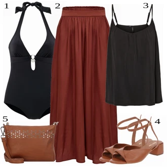 Nev?sta Outfit s ?ervená/Hn?dá/Tmav? ?ervená Sukn? do Délky Lýtka/Slavnostní Maxi Sukn?/Dlouhá Sukn?/Maxi Sukn?/St?edov?ká Sukn?/Vintage Sukn? maxi Only "Výrazný letní vzhled"