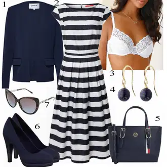 Outfit s Bílá/Krémová Nightwear & Loungewear Krajková noční košile/Krajková podprsenka/Krajkový Body Lascana "Výrazný Business Outfit"
