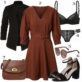 Vysoké Podpatky Outfit s Černá/Béžová Sandál Na Podpatku/Přezková bota/Podpatek na klínku/Platform Sandal/Sandály na hřídeli/Semiortopedická bota About You "Výrazný Business Outfit"