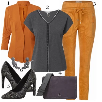 Outfit s Modrá/Šedá Tričko Street One "Výrazný Business Outfit"