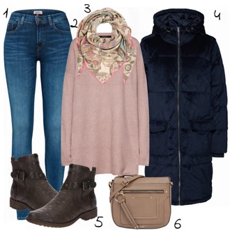 Outfit s Růžová/Fialová Dlouhý Svetr/Kašmírový Svetr/Mohair Pullover/Oversize Svetr/Jednoduchý Svetr/Vlněný Svetr VERO MODA "Podzimní styl"