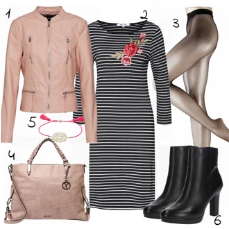 Outfit s Béžová/Růžová Síťovaná punčocha/Síťovaný punčocháč Falke "Krása"