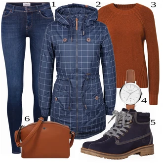 S páskem Dlouhé Outfit s Modrá/Tmavě modrá Kožená bunda/Zimní bunda/Kožené Boty/Slim Fit Džíny/Push up Džín/Džíny s Nízkým Sedem/High Waist Džínové Kalhoty/Termální Džíny/Džín s Nízkým Pasem Only "Teplé zimní oblečení"