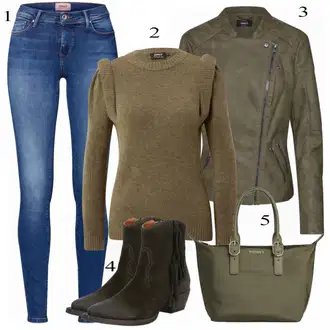 Outfit sa Zeleno/Siva Traper Jakna Only "Zimski Outfit"