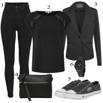 Ležérní outfity Kate s Tmavě šedá/Šedá/Světle šedá Ichi "Černá Nálada"