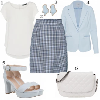 Outfit s Bílá/Krémová/Šedá Halenka a Tunika Tunika/Tričko & Top Móda Pro Plnoštíhlé/Halenka Móda Pro Plnoštíhlou Only "Modrá Nálada"