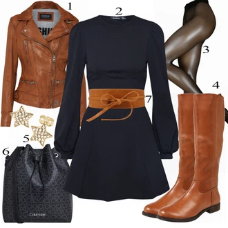 Outfit s Oranžová/Hnědá/Béžová Ležérní pásek/Pásek bez Přezky/Korzetový Pásek/Klasické Pásky/Obojek/Široký Opasek/Pásek Na Pas/Páska s Kapsou/Kožený Pásek Pieces "Boohoo Šaty"