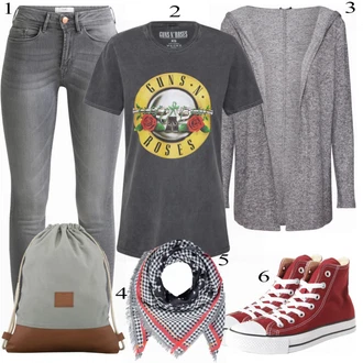 Outfit s Šedá/Tmavě šedá/Světle šedá Kožená bunda/Kotníková Bota/Džín s Nízkým Pasem/Zkrácené Džíny/Push up Džín/Džíny s Rozparkem/Džíny s Nízkým Sedem/Kožené Boty/Slim Fit Džíny/Džíny Regular Fit/Zimní bunda Ichi "Boohoo Košile"