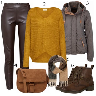 Outfit s Modrá Kozačka Tamaris "Hnědý Look"