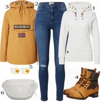 Outfit s Hnědá Sportovní Bund Napapijri "Ulice Styl Outfit"