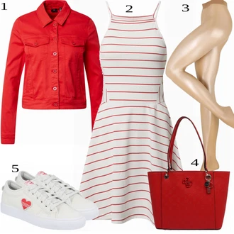 outfit mit Rdeča Denim Jakna VERO MODA "Pokačena oblačila za pomlad"