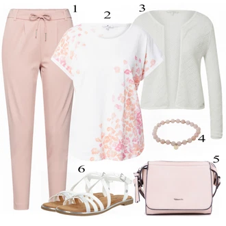 Outfit s Růžová Jogger Kalhoty/Mrkvová Kalhoty/Ležérní Kalhoty/Navlékací Kalhoty/Žerzejová Kalhoty/Teplák/Mušelínové kalhoty/Sportovní kalhoty střední délky Only "Barevný letní Outfit"