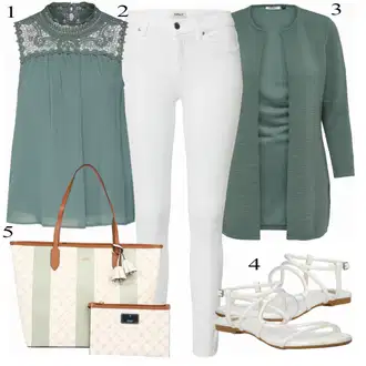 Outfit s Tyrkysový/Zelená/Khaki Pletenina veľkej veľkosti/Tunika/Kabát/Kalhoty Veľké Veľkosti Only "Letní Outfit"