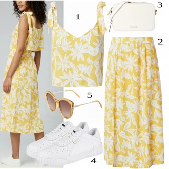 Výstřih na ramena Outfit s Žlutá Top Halenka Bez Rukávů/Halenek Top/Krátký Top/Top Na Party/Top Se Špagetovými Ramínky guido maria kretschmer women "Letní oblečení"